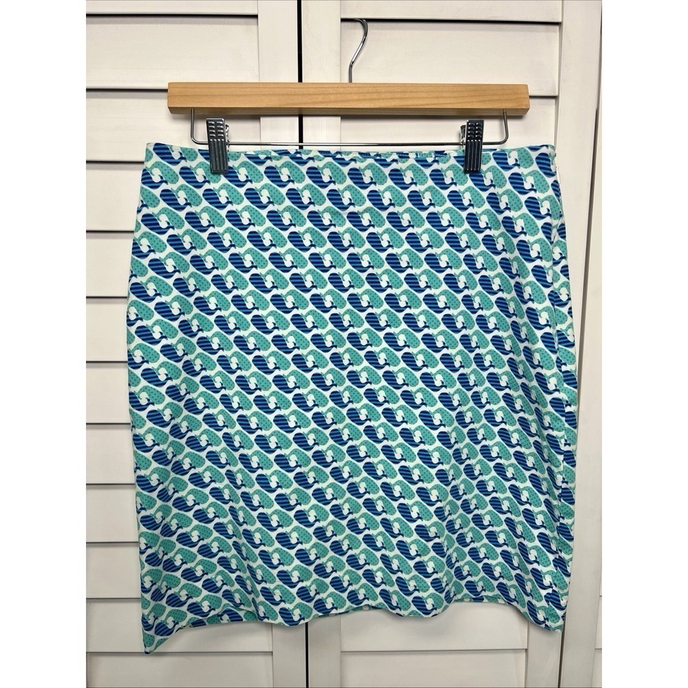 Talbots Whale Print Stretch Cotton Pencil Skirt Women's Size 8